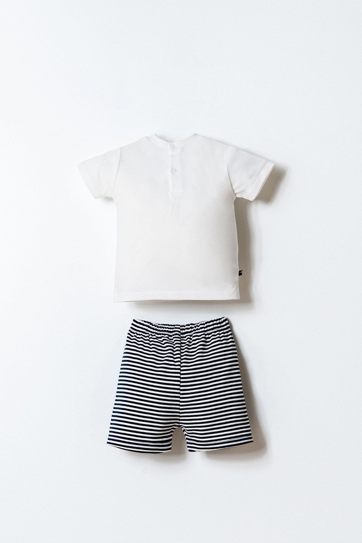 U.S. Polo Erkek Bebek 6 Ay-3 Yaş Çizgili Şortlu Takım Beyaz
