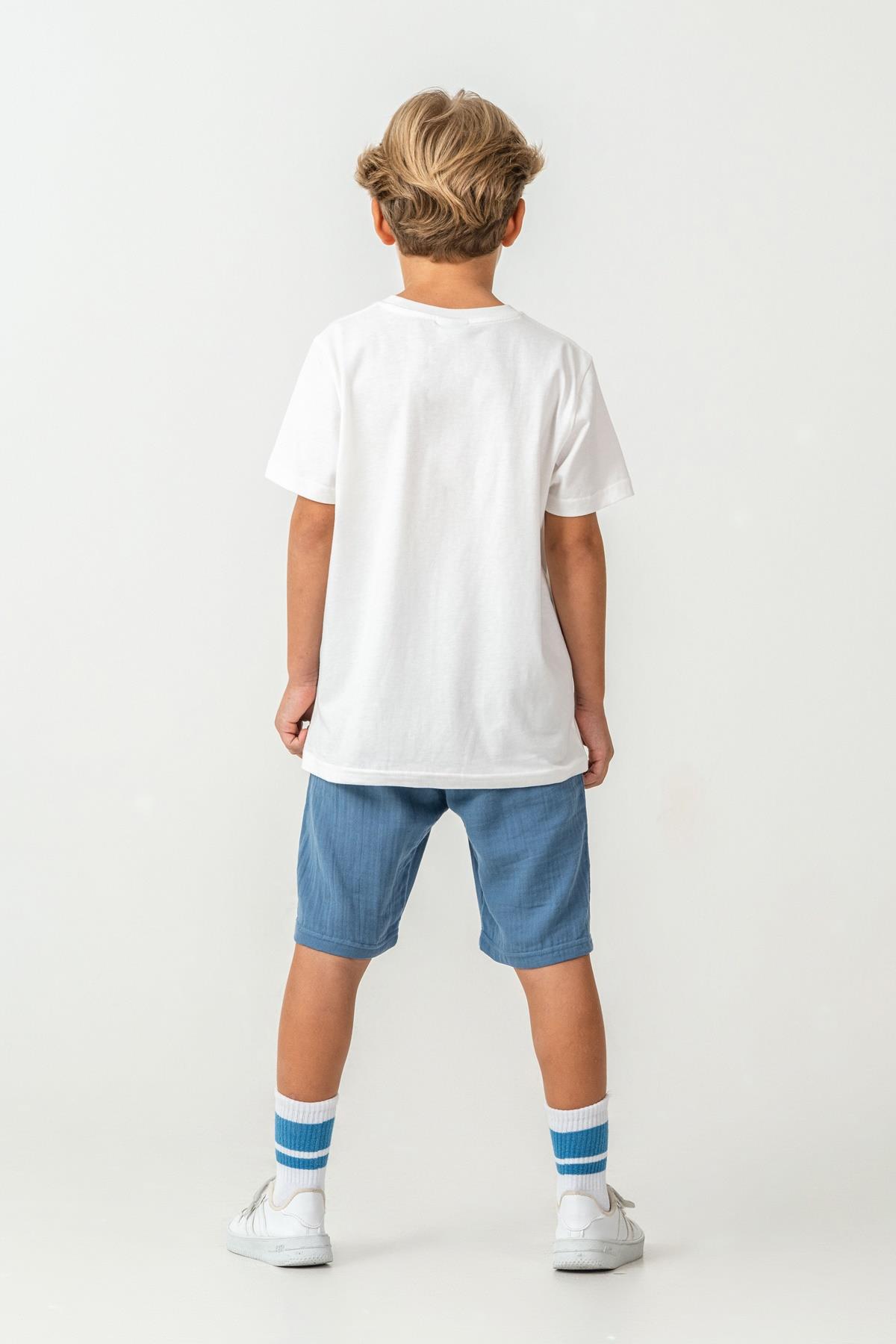 U.S. Polo Erkek Çocuk 4-15 Yaş Bermuda Şortlu İkili Takım Beyaz