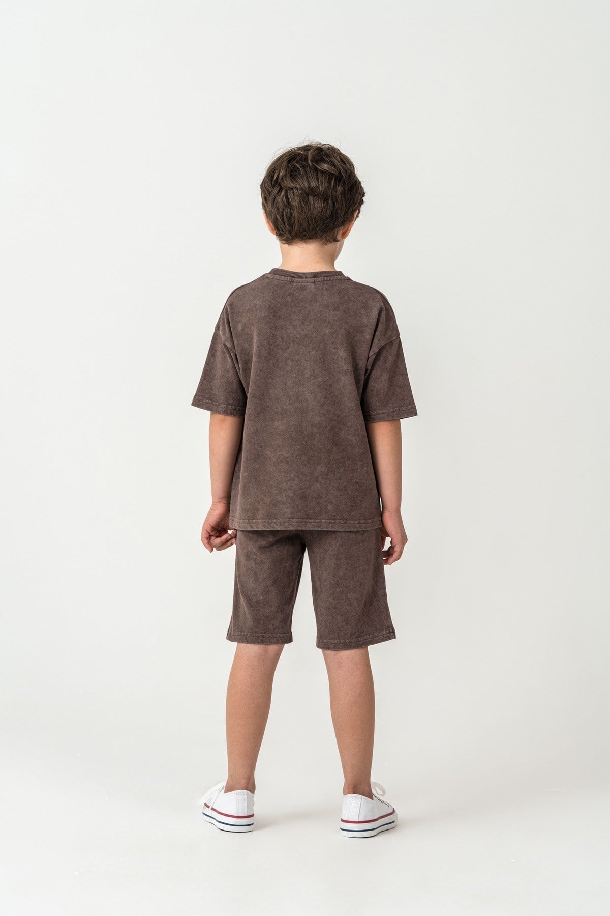 U.S. Polo Erkek Çocuk 4-15 Yaş Yıkamalı Şortlu Takım Çikolata