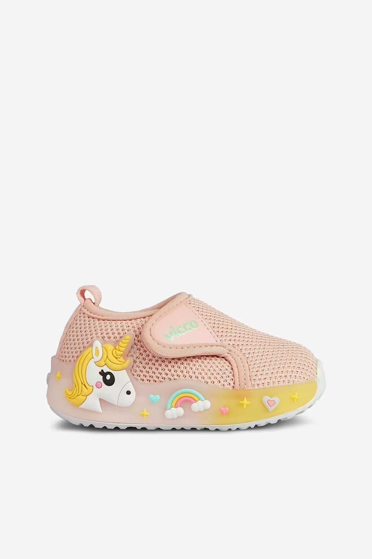 Vicco Kız Bebek 22-25 Numara Unicorn Işıklı Ayakkabı Pudra