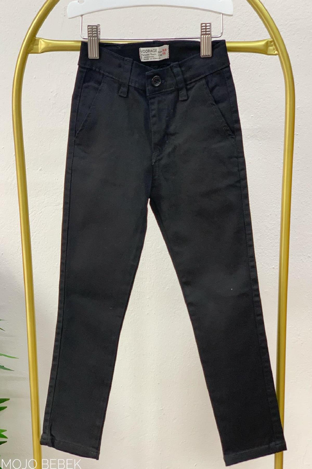 Woorage Erkek Çocuk 5-14 Yaş Kanvas Pantolon 5037 Siyah