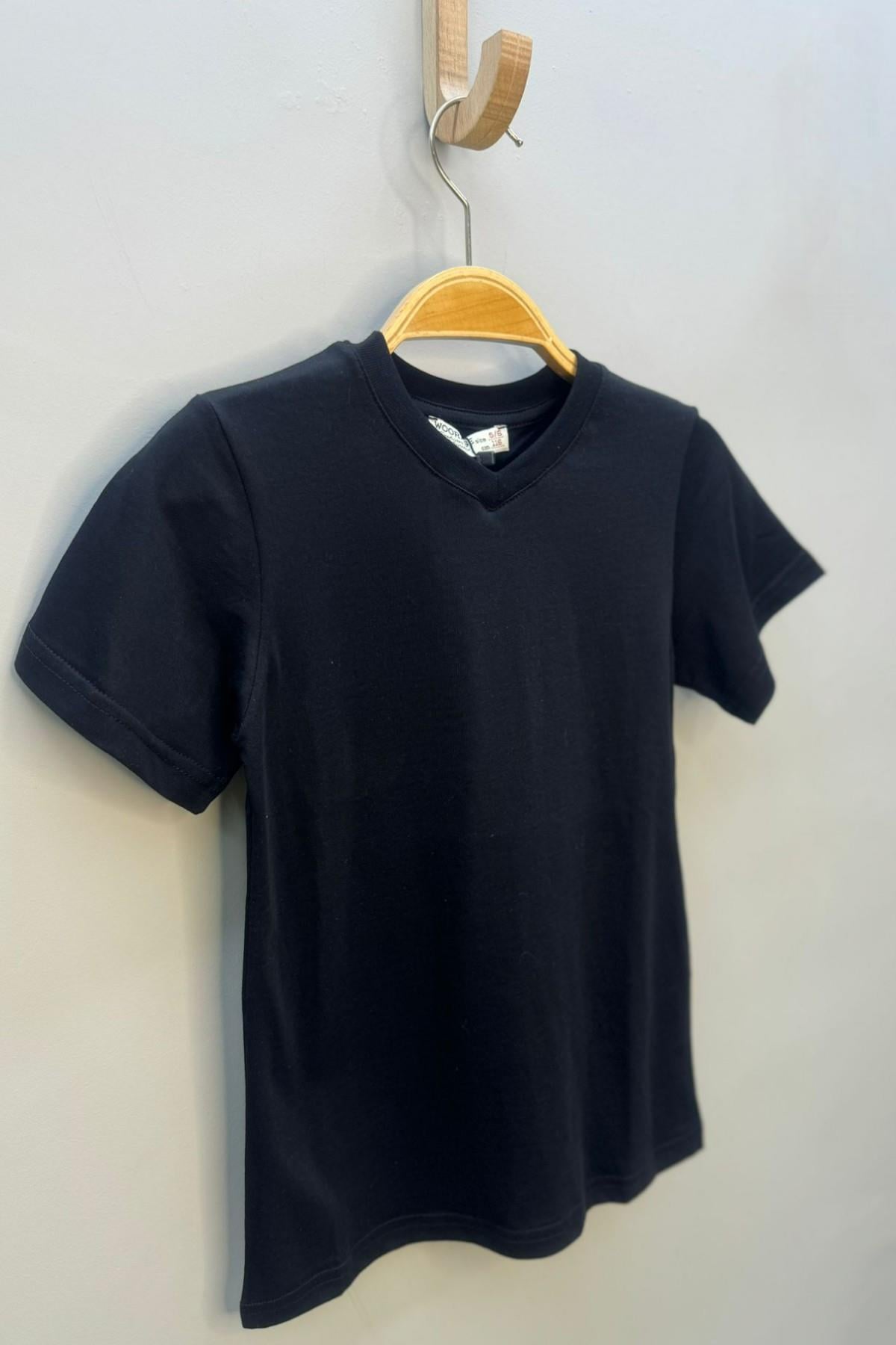 Woorage Erkek Çocuk Basic Kısa Kol T-shirt 9187 Siyah