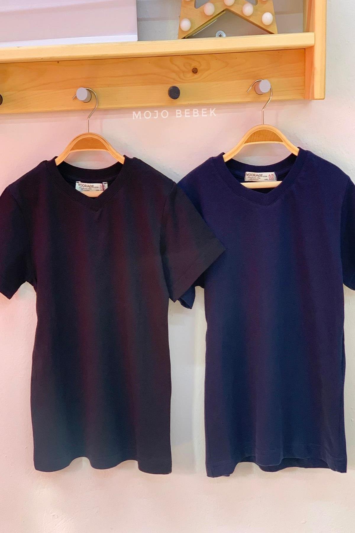 Woorage Erkek Çocuk Basic Kısa Kol T-shirt 9187 Lacivert