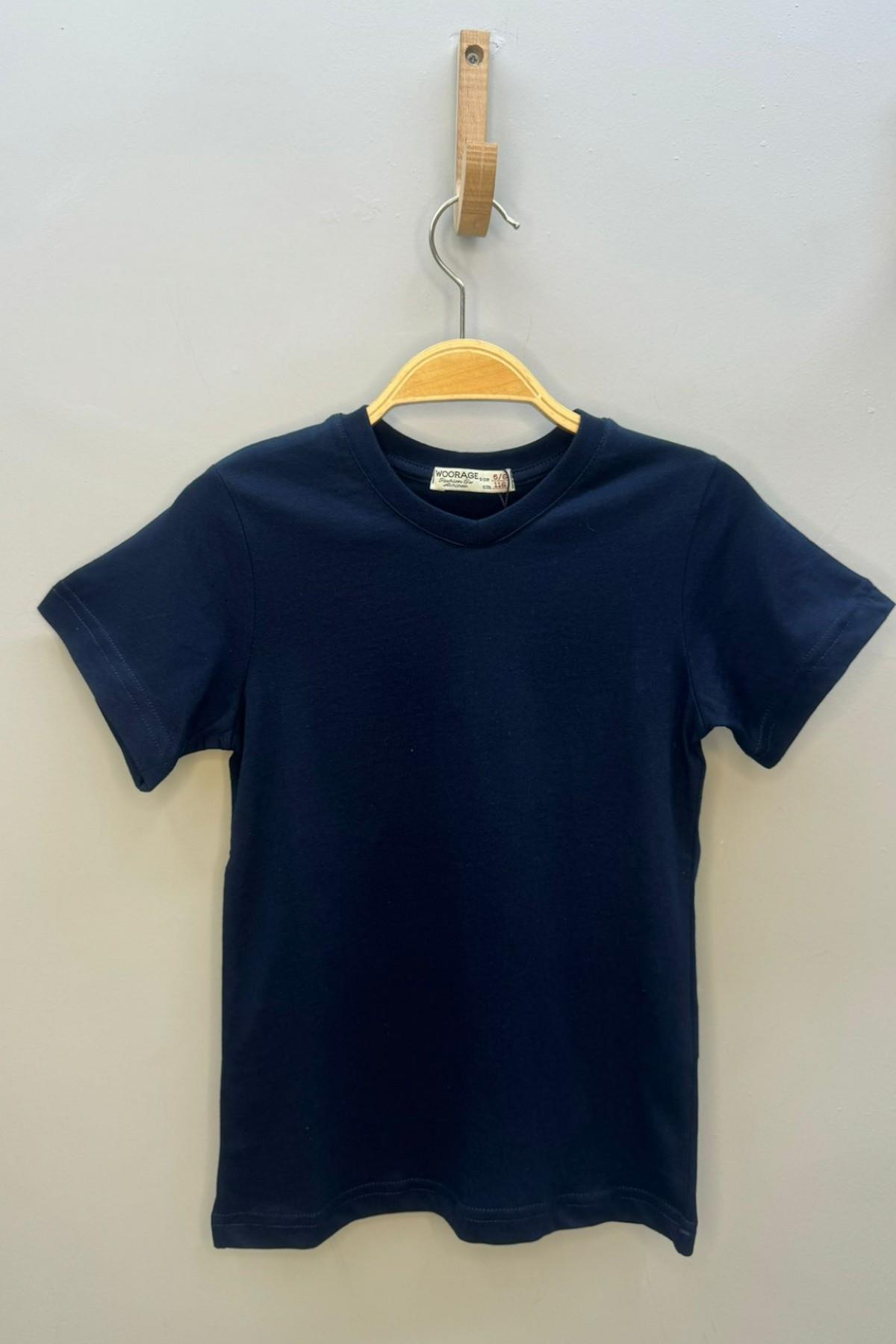 Woorage Erkek Çocuk Basic Kısa Kol T-shirt 9187 Lacivert