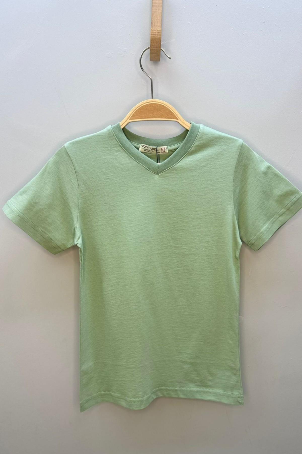 Woorage Erkek Çocuk Basic Kısa Kol T-shirt 9187 Mint
