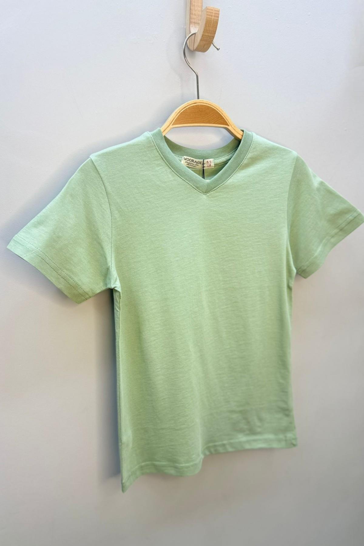 Woorage Erkek Çocuk Basic Kısa Kol T-shirt 9187 Mint