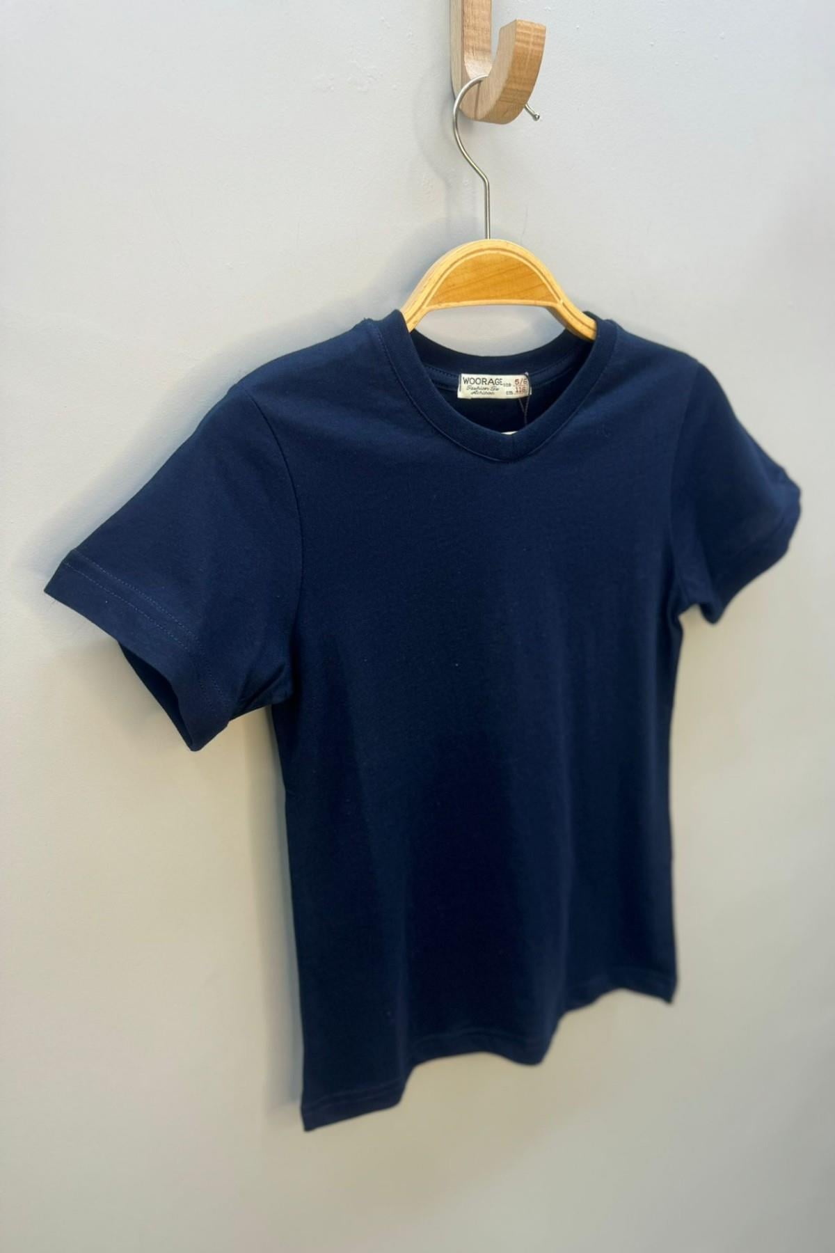 Woorage Erkek Çocuk Basic Kısa Kol T-shirt 9187 Lacivert