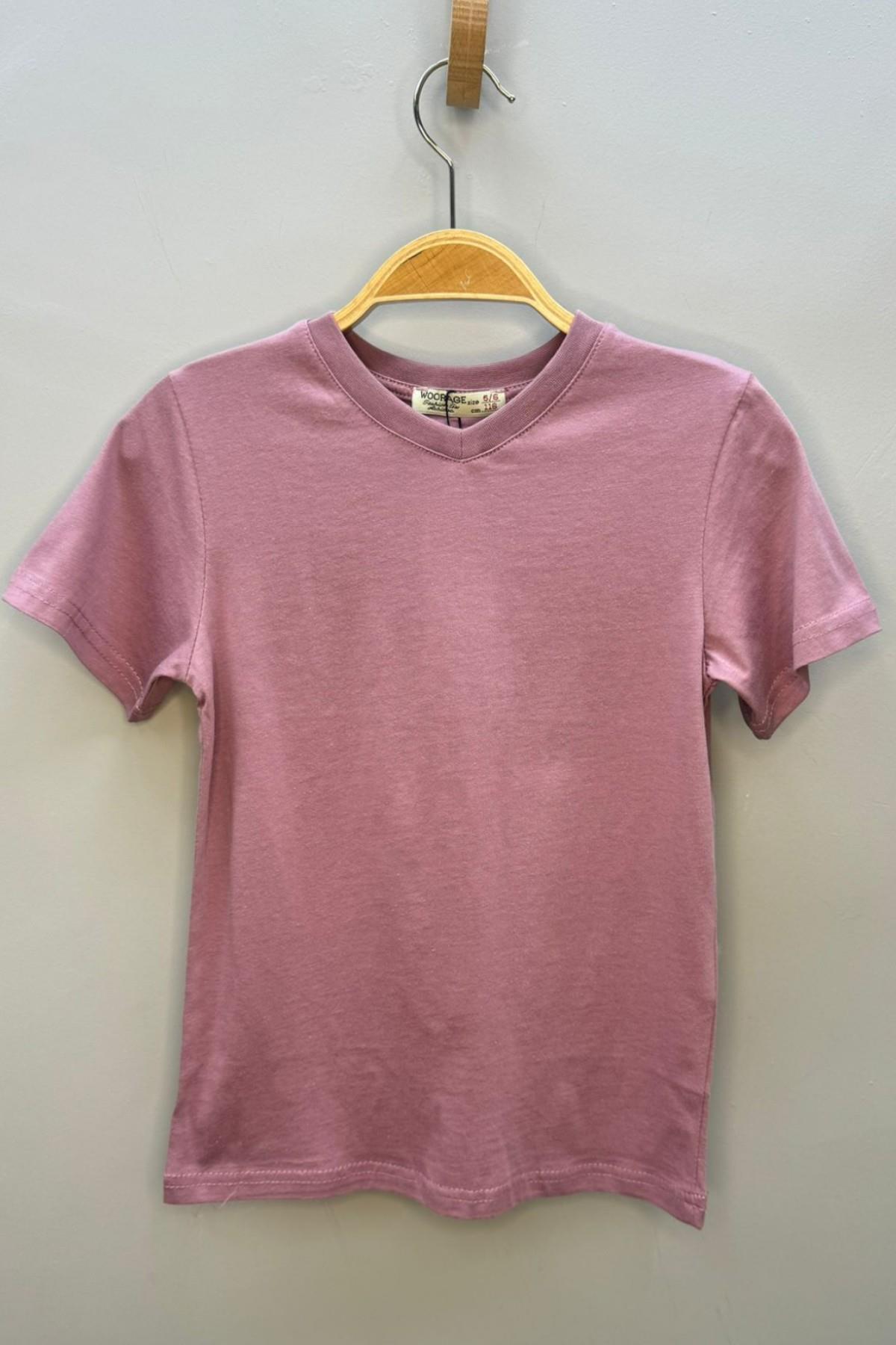 Woorage Erkek Çocuk Basic Kısa Kol T-shirt 9187 Gülkurusu