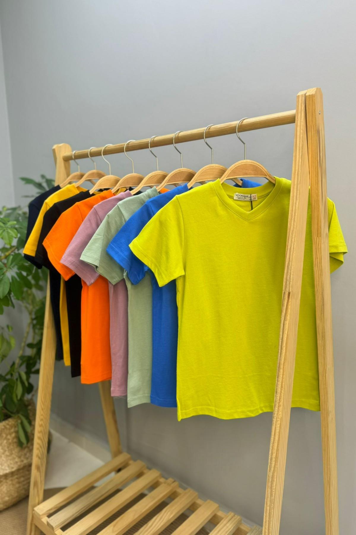Woorage Erkek Çocuk Basic Kısa Kol T-shirt 9187 Hardal
