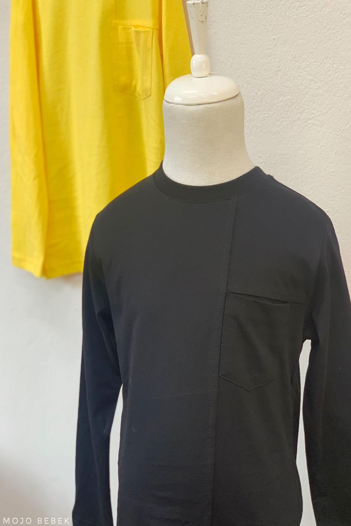 Woorage Erkek Çocuk Basic Uzun Kol T-shirt 1115 Siyah