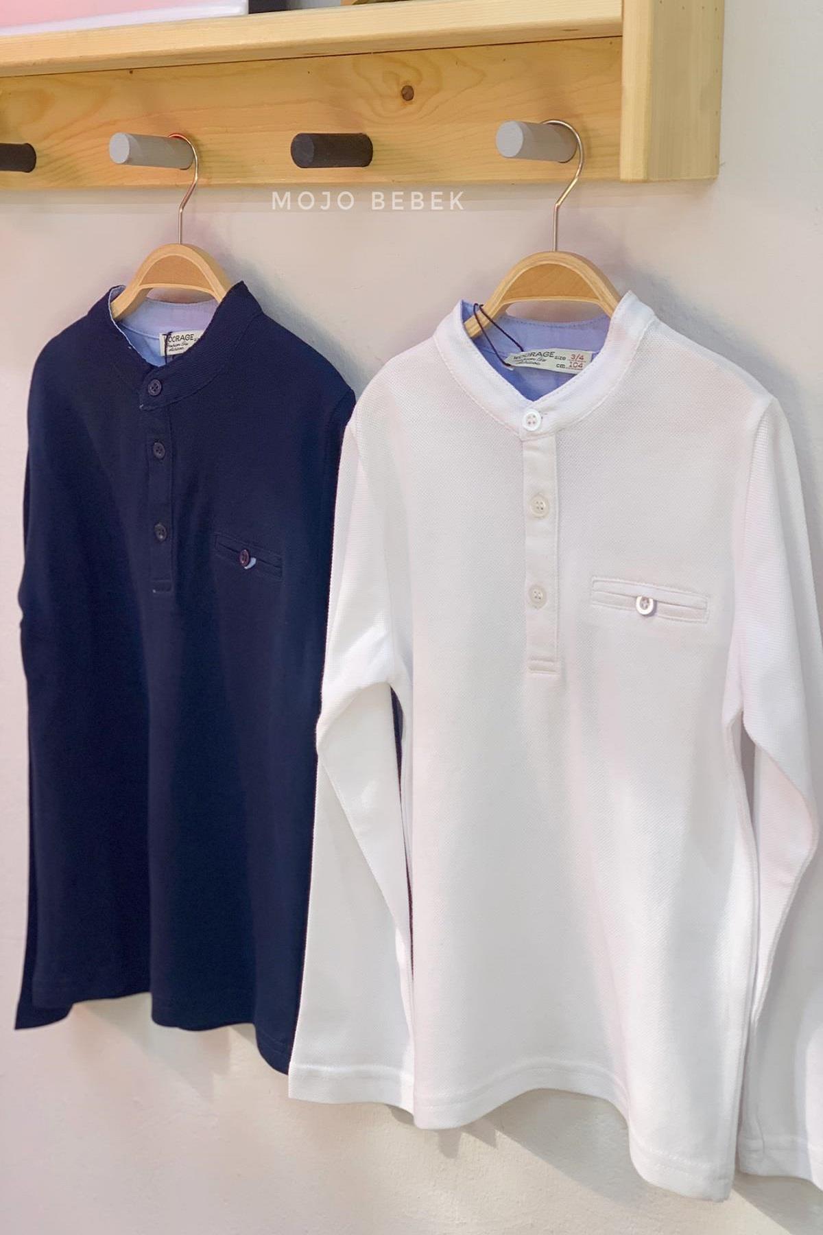 Woorage Erkek Çocuk Hakim Yaka Lacoste T-shirt 0119 Lacivert