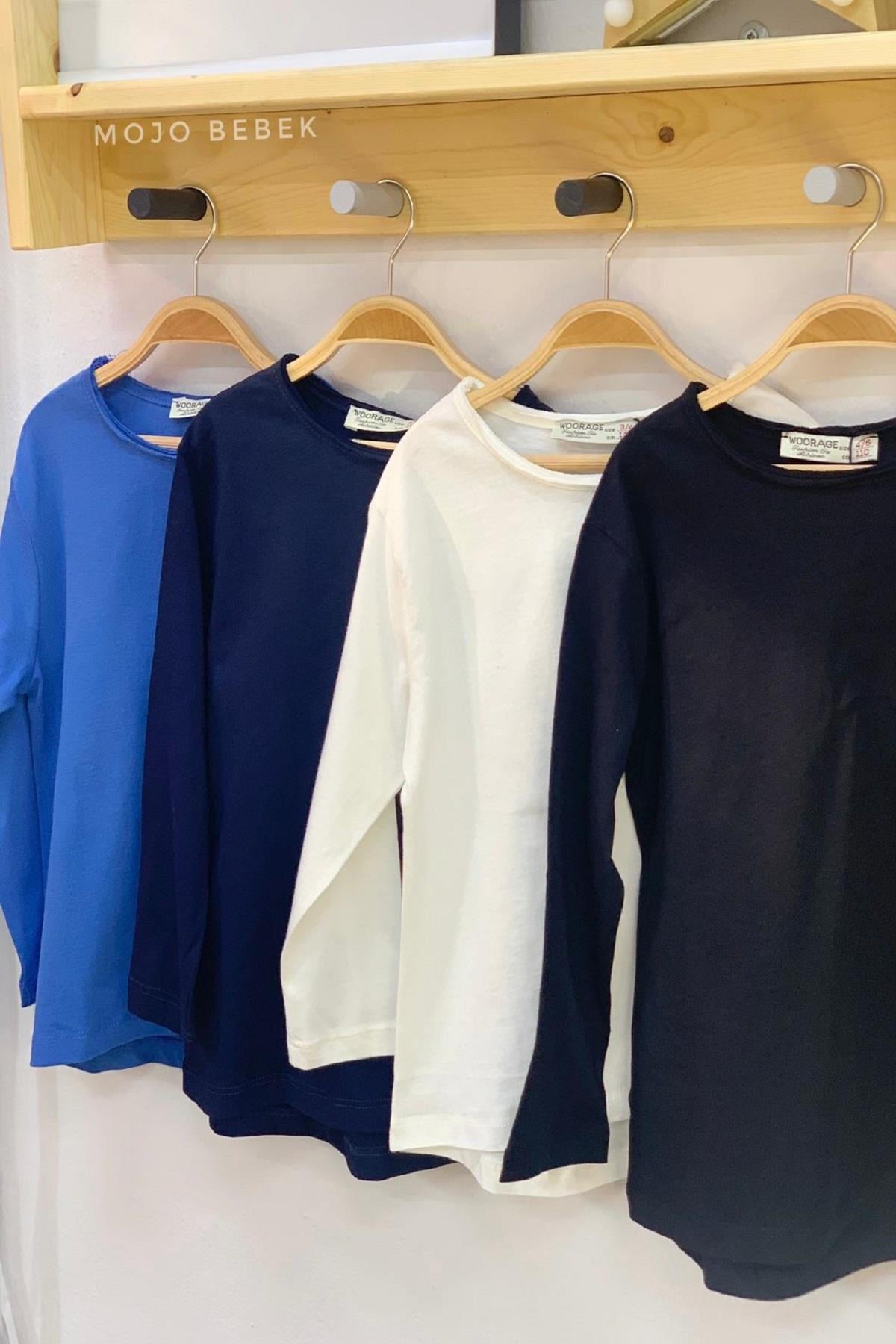 Woorage Erkek Çocuk Lazer Kesim Basic T-shirt 0360 Lacivert