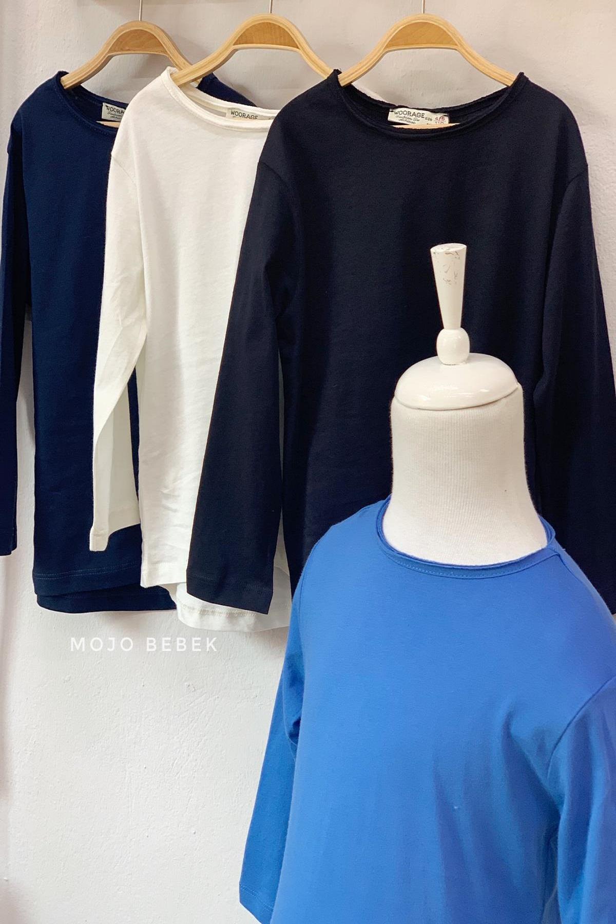 Woorage Erkek Çocuk Lazer Kesim Basic T-shirt 0360 Mavi