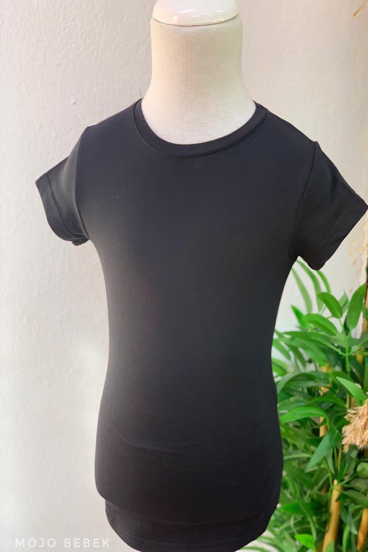 Woorage Kız Çocuk Basic Kısa Kol T-shirt 9950 Siyah