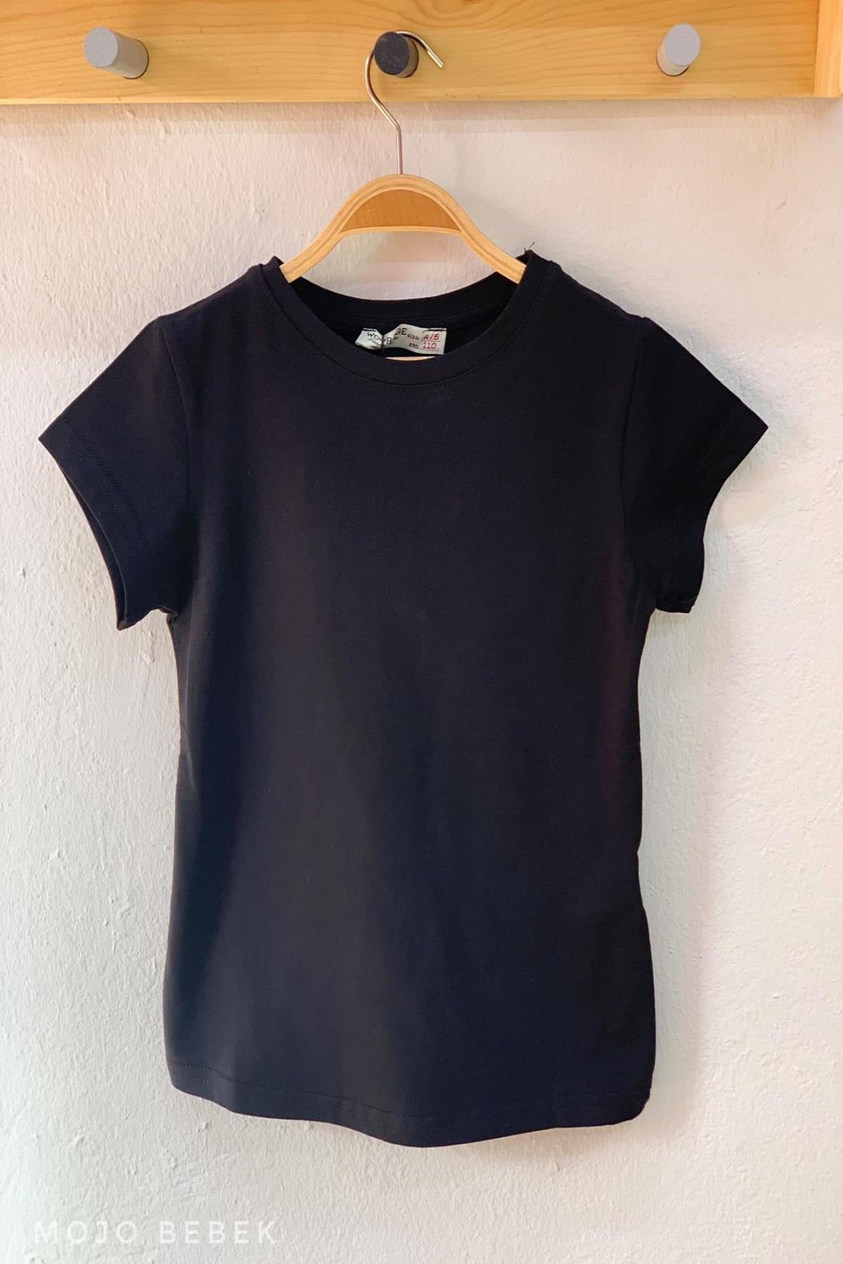 Woorage Kız Çocuk Basic Kısa Kol T-shirt 9950 Siyah