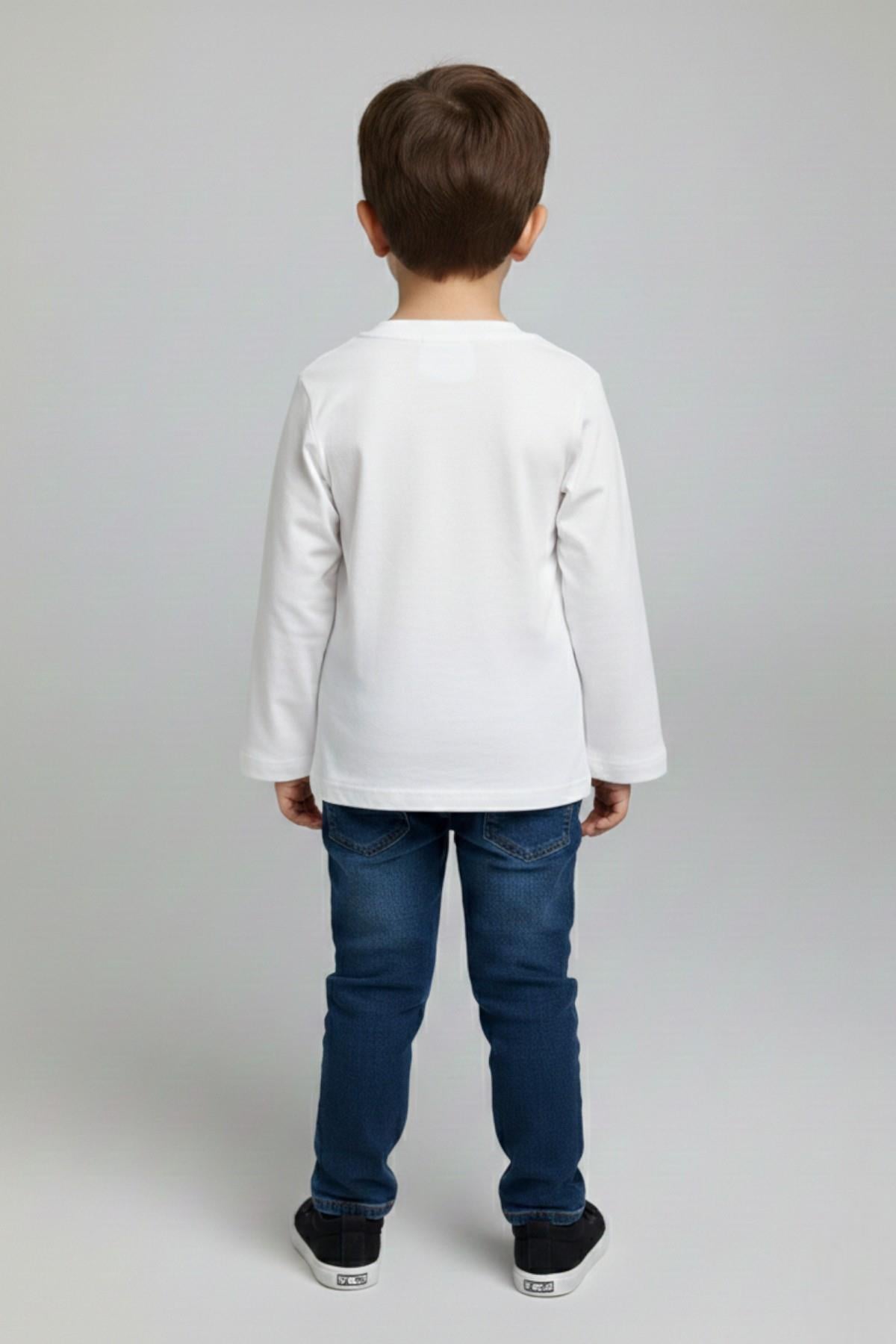 Woorage Unisex Çocuk 5-14 Yaş Bisiklet Yaka Basic T-shirt Beyaz
