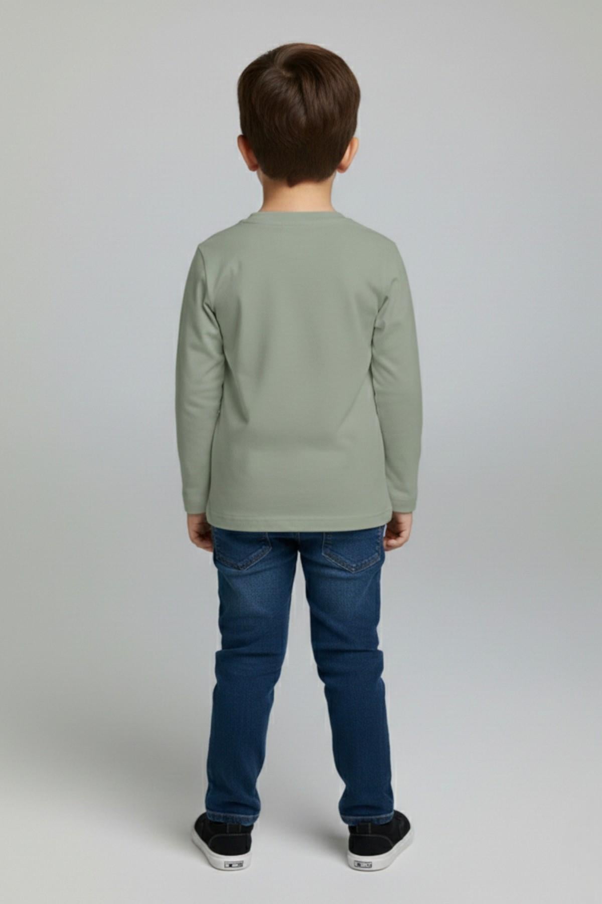 Woorage Unisex Çocuk 5-14 Yaş Bisiklet Yaka Basic T-shirt Çağla Yeşili