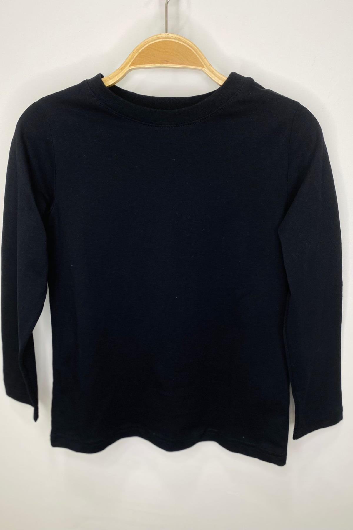 Woorage Unisex Çocuk 5-14 Yaş Bisiklet Yaka Basic T-shirt Siyah