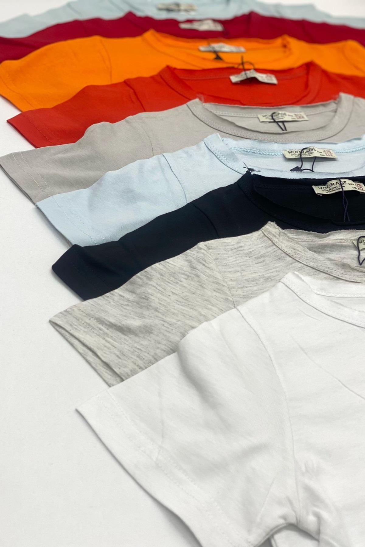 Woorage Unisex Çocuk Basic Kısa Kol T-shirt 5203 Turuncu