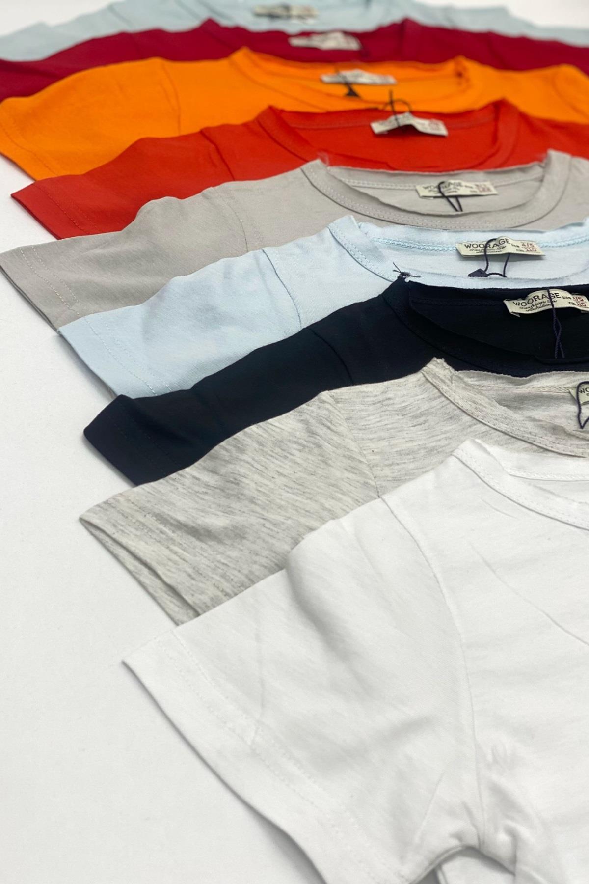 Woorage Unisex Çocuk Basic Kısa Kol T-shirt 5203 Açık Mavi