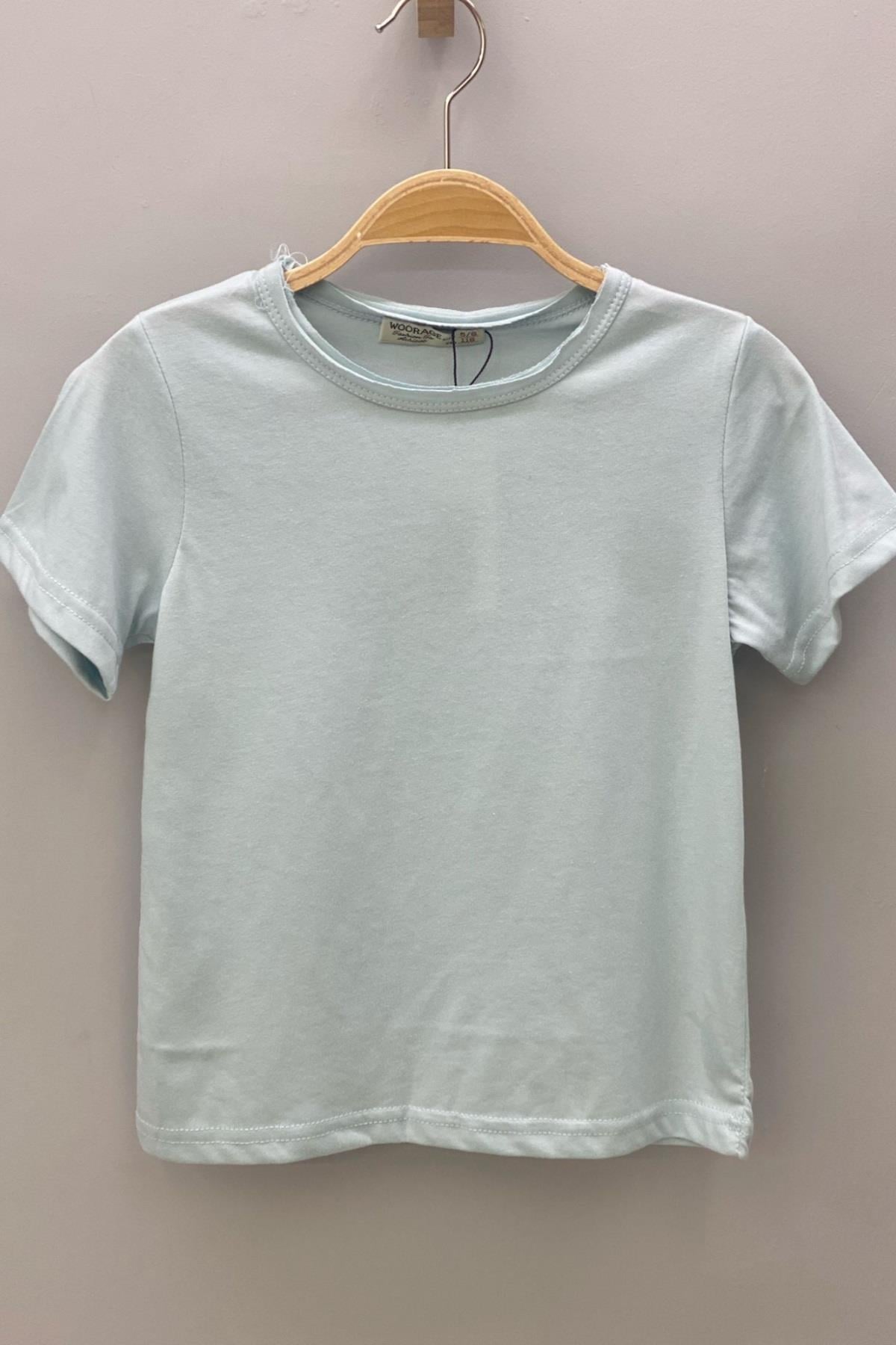 Woorage Unisex Çocuk Basic Kısa Kol T-shirt 5203 Çağla Yeşili