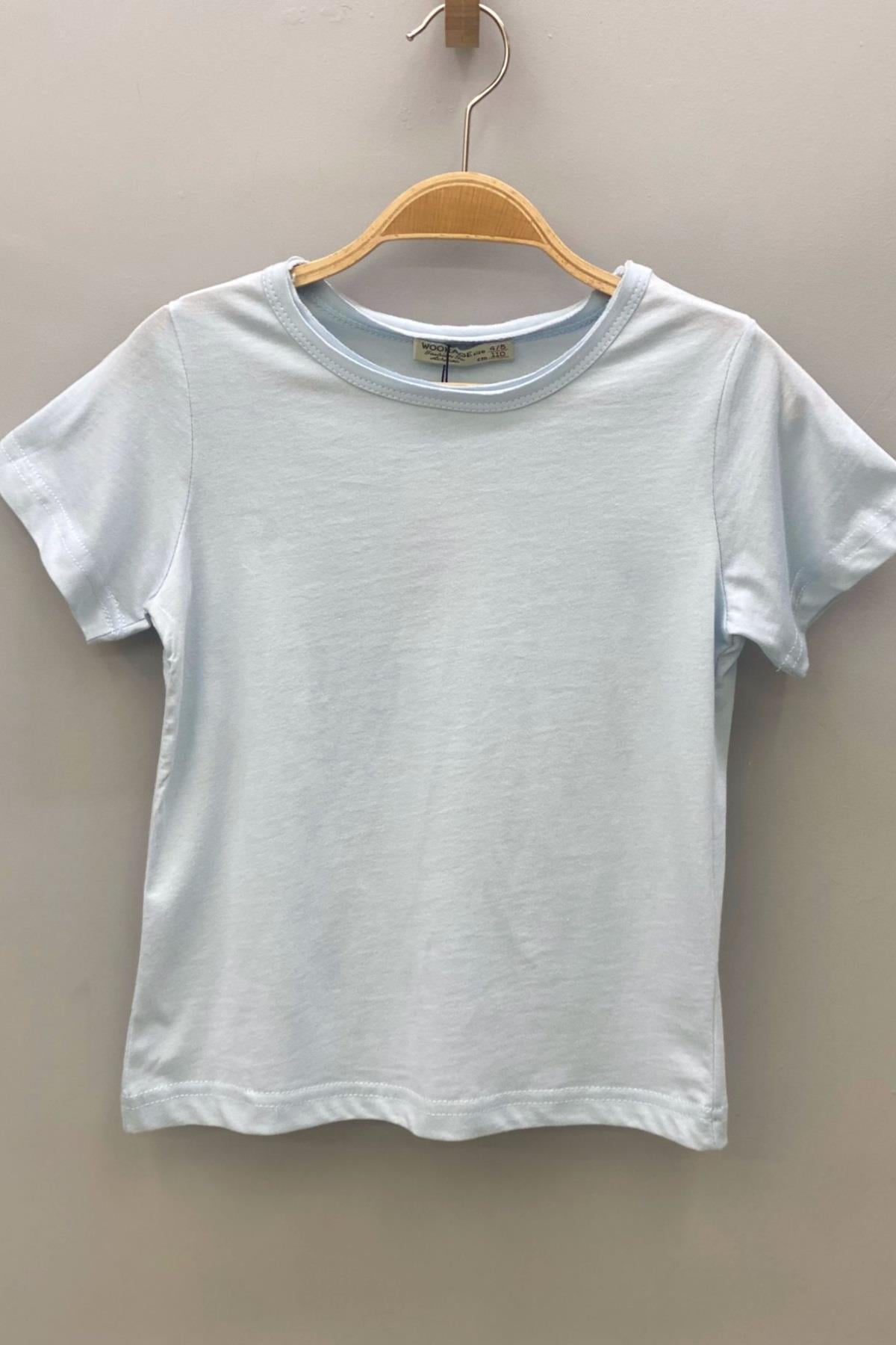 Woorage Unisex Çocuk Basic Kısa Kol T-shirt 5203 Açık Mavi
