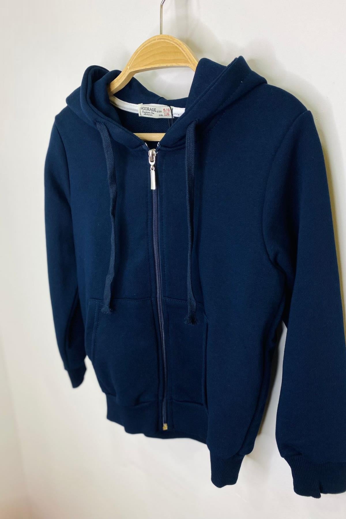 Woorage Unisex Çocuk Kapüşonlu Hırka 5367 Lacivert