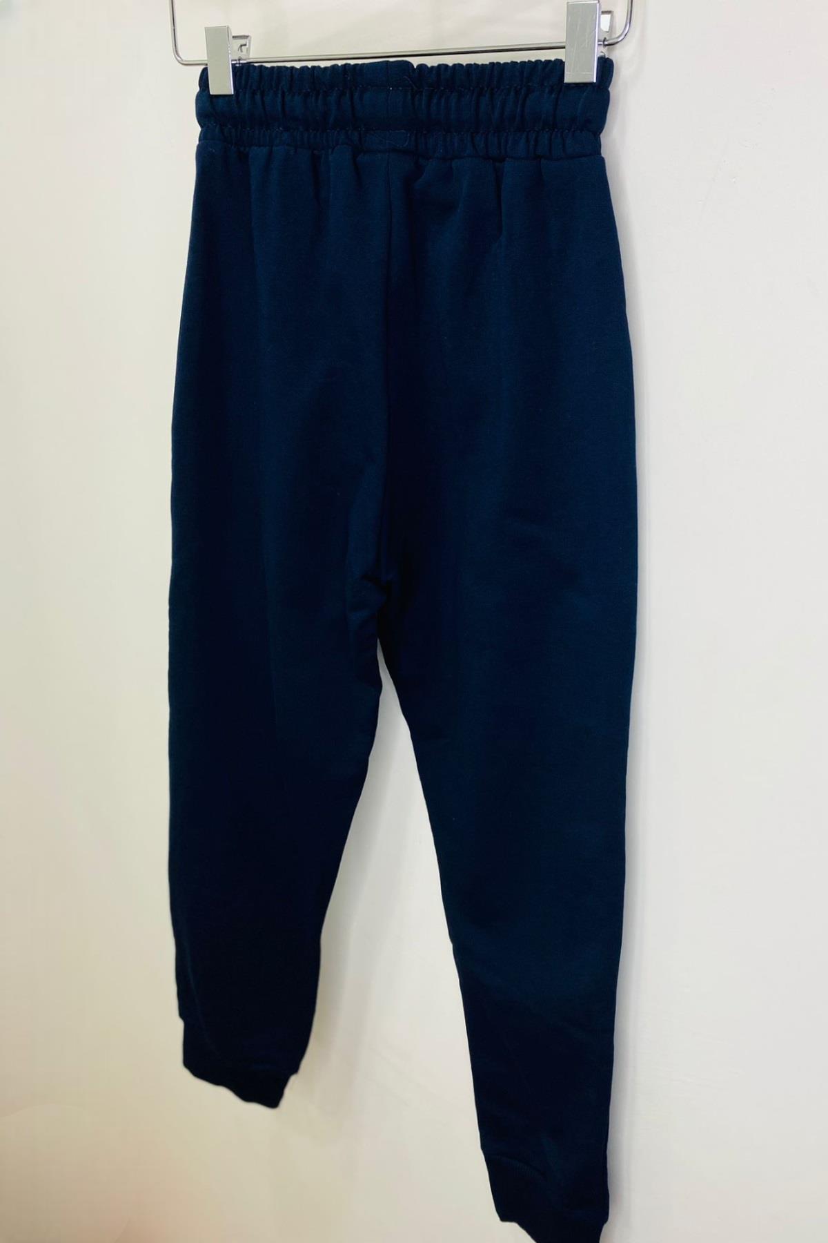 Woorage Unisex Çocuk Paçası Lastikli Eşofman Altı 5423 Lacivert