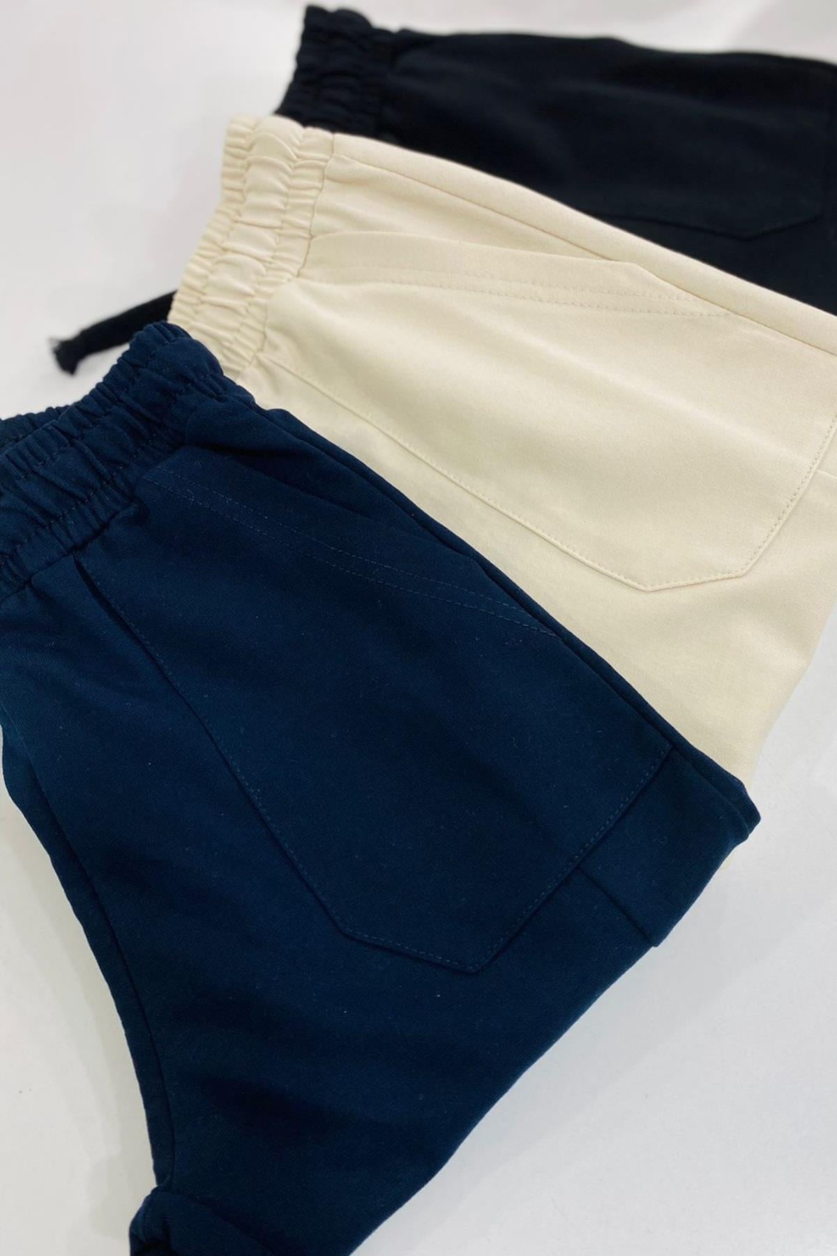 Woorage Unisex Çocuk Paçası Lastikli Eşofman Altı 5423 Lacivert
