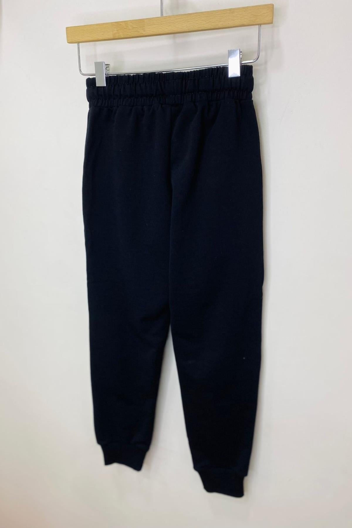 Woorage Unisex Çocuk Paçası Lastikli Eşofman Altı 5423 Siyah