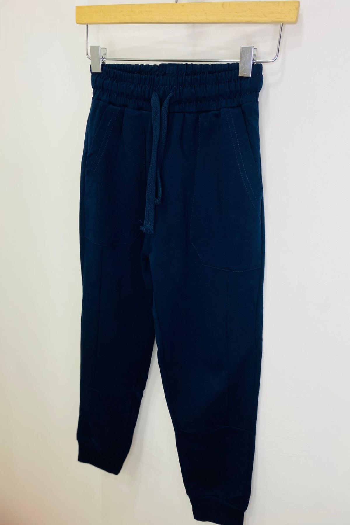 Woorage Unisex Çocuk Paçası Lastikli Eşofman Altı 5423 Lacivert