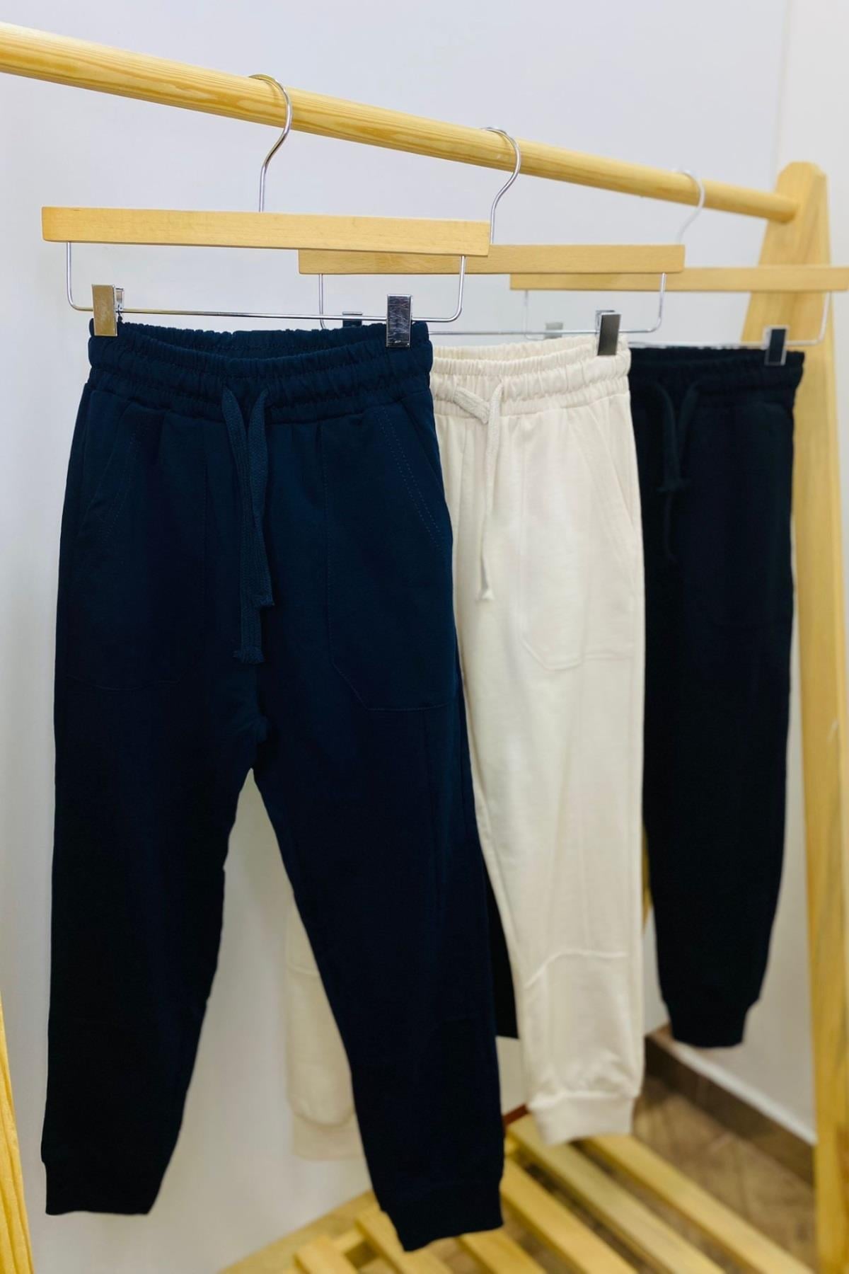 Woorage Unisex Çocuk Paçası Lastikli Eşofman Altı 5423 Lacivert