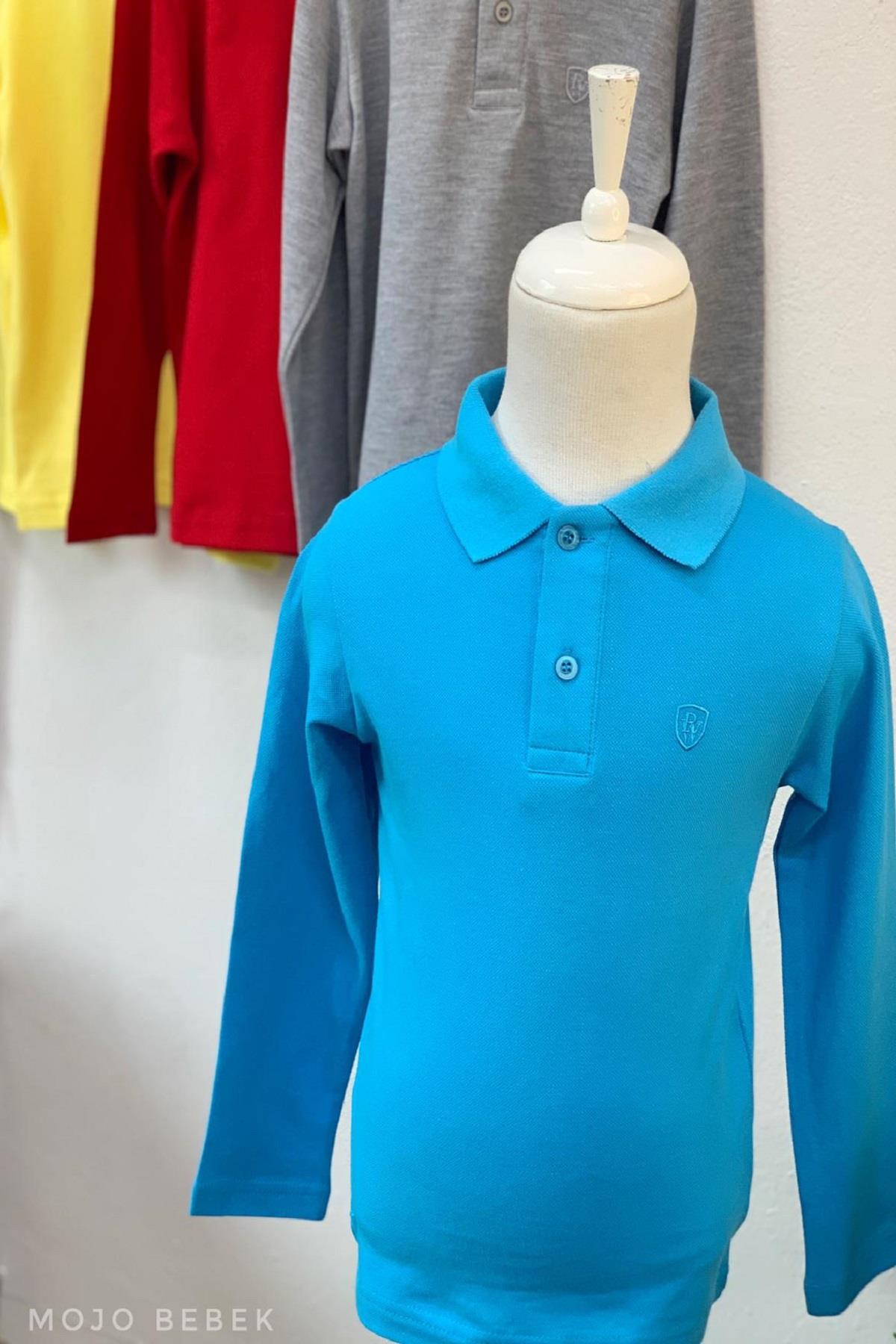 Woorage Unisex Düğmeli Lacoste Yakalı T-shirt 4145 Turkuaz