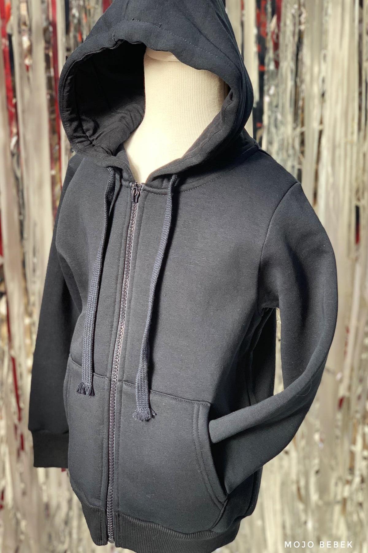 Woorage Unisex 5-14 Yaş Kapüşonlu Şardonlu Hırka Lacivert