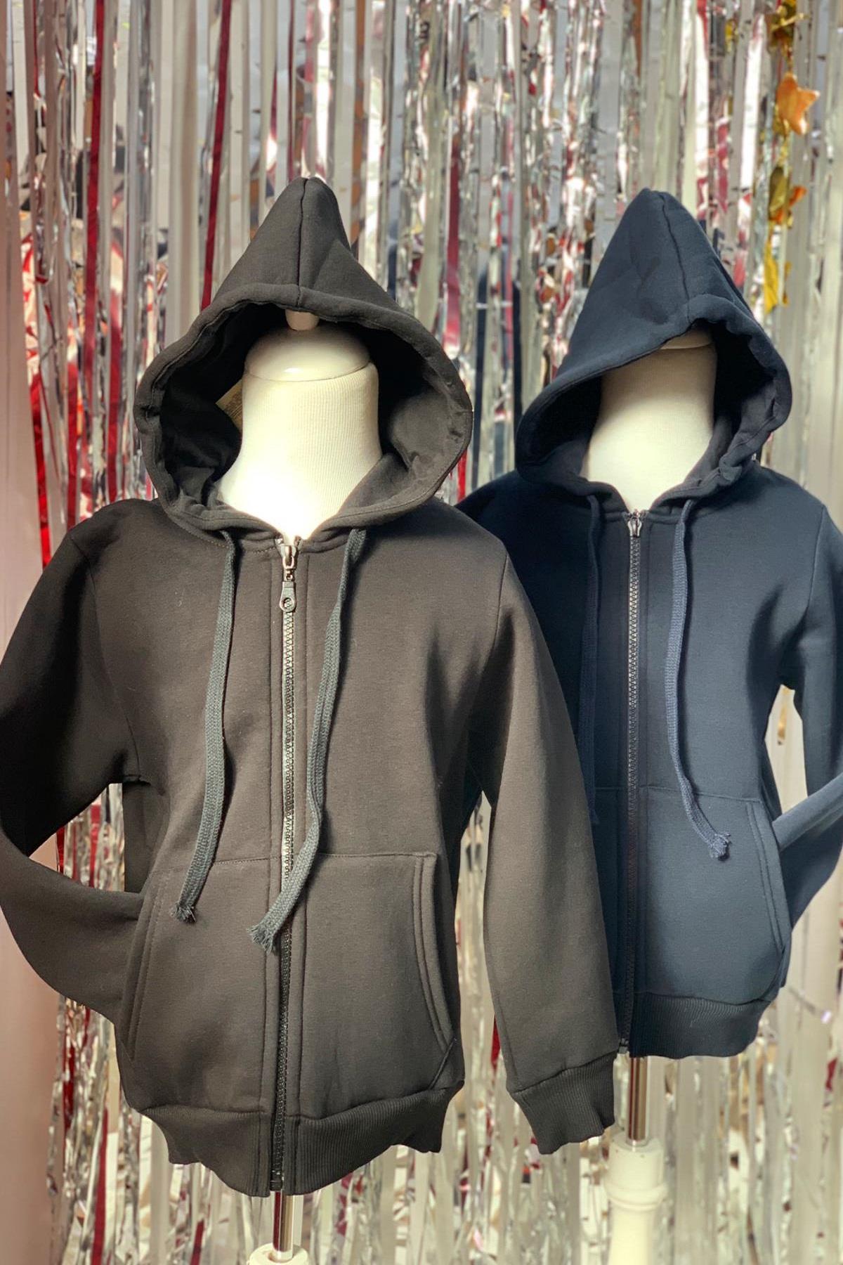 Woorage Unisex 5-14 Yaş Kapüşonlu Şardonlu Hırka Siyah