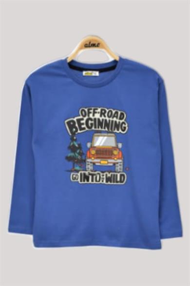 ALG Erkek Çock Off-Road Baskılı Uzun Kollu T-shirt 224045 Mavi