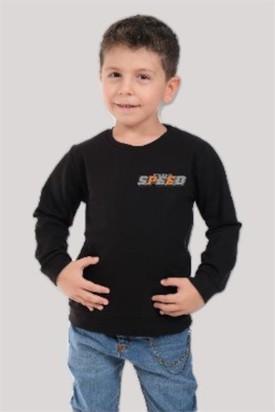 ALG Erkek Çocuk 3-8 Yaş Speed Baskılı Şardonlu Sweatshirt 224473 Siyah