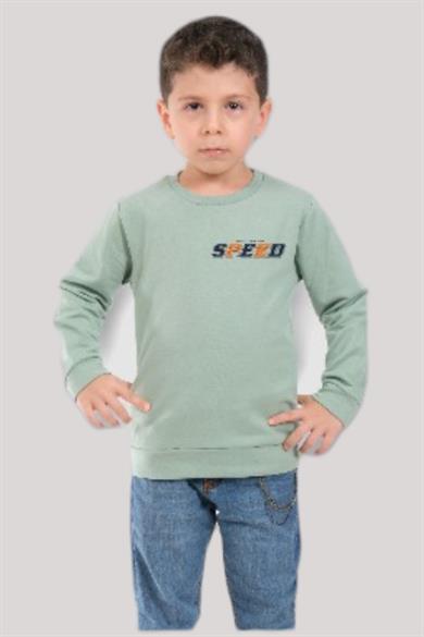ALG Erkek Çocuk 3-8 Yaş Speed Baskılı Şardonlu Sweatshirt 224473 Çağla Yeşili