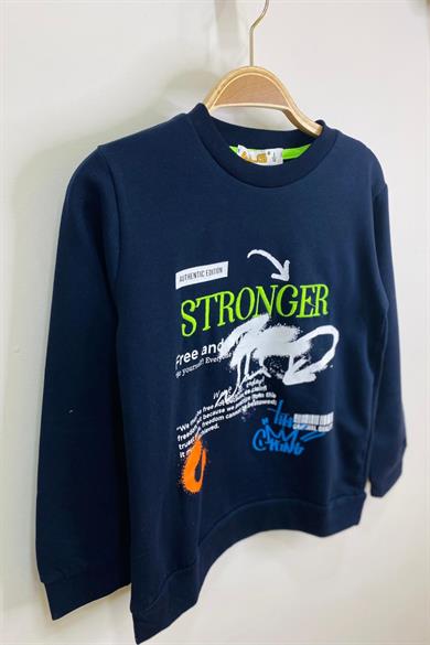 ALG Erkek Çocuk Stronger Nakışlı Şardonlu Sweatshirt 324484 Lacivert