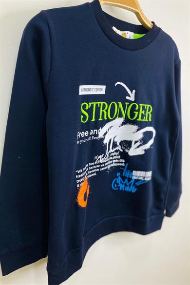 ALG Erkek Çocuk Stronger Nakışlı Şardonlu Sweatshirt 324484 Lacivert