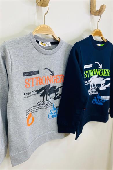 ALG Erkek Çocuk Stronger Nakışlı Şardonlu Sweatshirt 324484 Lacivert