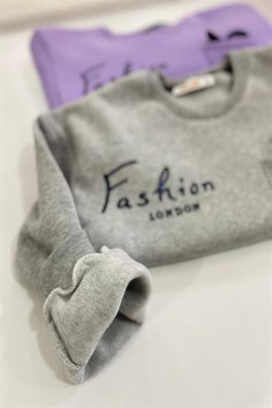 ALG Kız Çocuk Fashion London Baskılı Şardonlu Sweathirt 724504 Gri