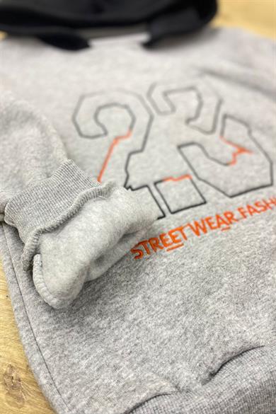 ALG Unisex Nakışlı Kapüşonlu Şardonlu Sweatshirt 324401 Gri