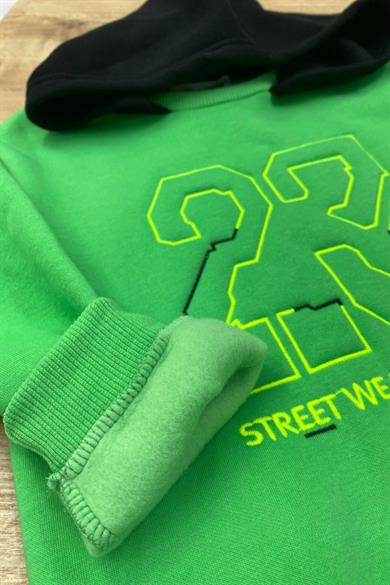 ALG Unisex Nakışlı Kapüşonlu Şardonlu Sweatshirt 324401 Yeşil