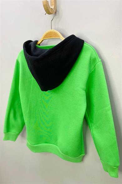 ALG Unisex Nakışlı Kapüşonlu Şardonlu Sweatshirt 324401 Yeşil