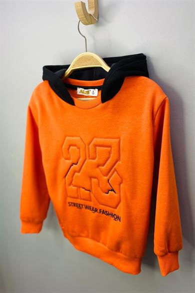ALG Unisex Nakışlı Kapüşonlu Şardonlu Sweatshirt 324401 Turuncu