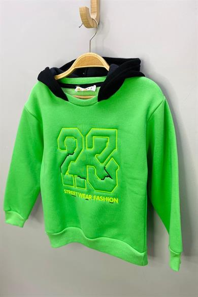 ALG Unisex Nakışlı Kapüşonlu Şardonlu Sweatshirt 324401 Yeşil