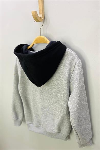 ALG Unisex Nakışlı Kapüşonlu Şardonlu Sweatshirt 324401 Gri