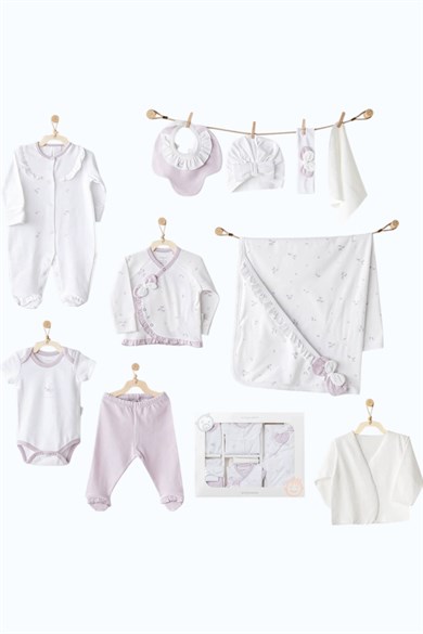 Andywawa Kız Bebek Yeni Doğan Megical Butterfly 10 Parça Hastane Çıkışı Lila