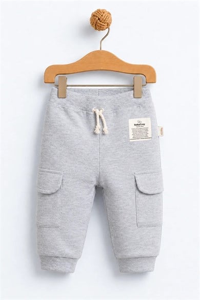 BabyCosy Erkek Bebek 3-24 Ay Cep Detaylı Eşofman Altı Gri